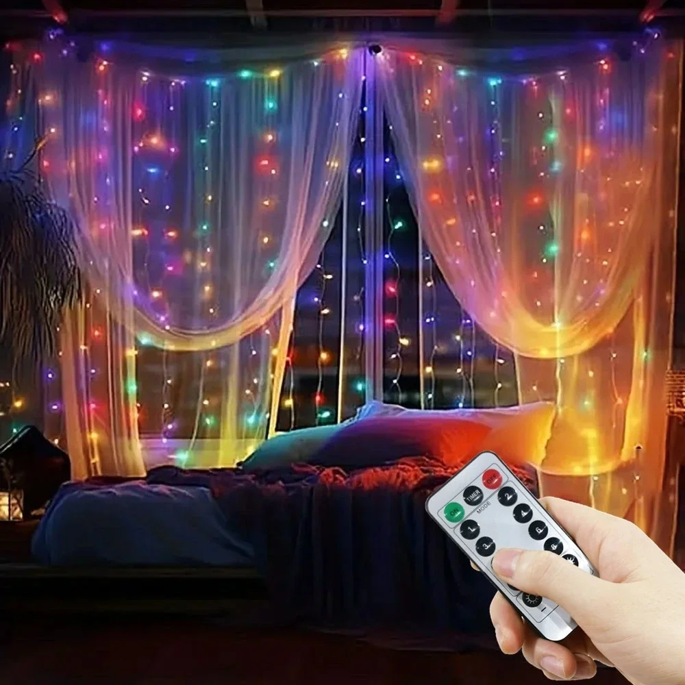 Christmas LED Curtain String Light Remote Control Wedding Party USB Powered Garland Fairy Light Holiday Decorations for Home