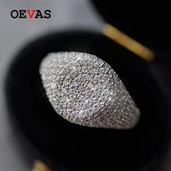 OEVAS 100% 925 Sterling Silver Sparkling Full Diamond High Quality Simple Cool Rings For Women Sparkling Fine Jewelry Gifts