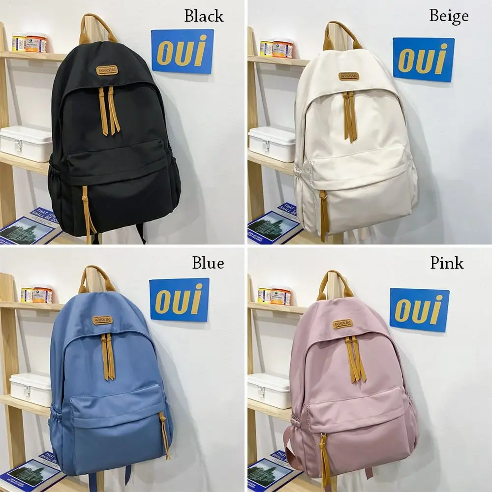 Japan and South Korea New Solid Color Backpack Student School Bag Teenage Girls Simple Large-capacity Backpack Rucksack Bags