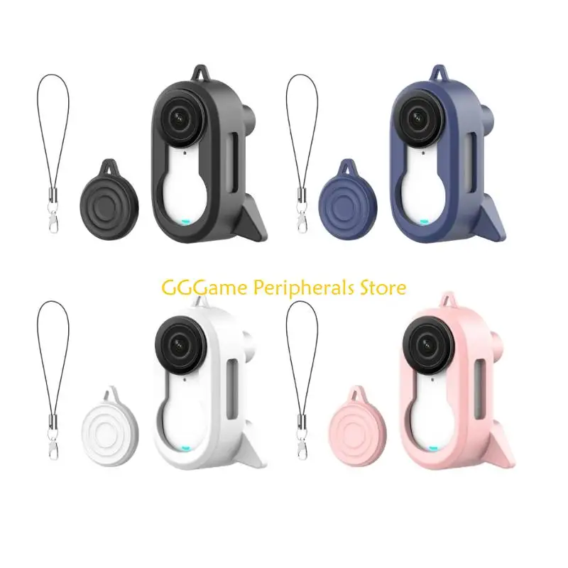 U55B Wearable Camera Cover for GO 3S with Silicone Case Set, Lens Cap, Lanyard, Rear Stand and Side Cutouts Shockproof
