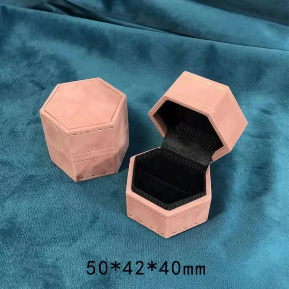 

Бархатная коробка для хранения ювелирных изделий, шестиугольная коробка для обручальных колец с одним слотом, раскладушка, коробка для упаковки ювелирных изделий для предложения помолвки