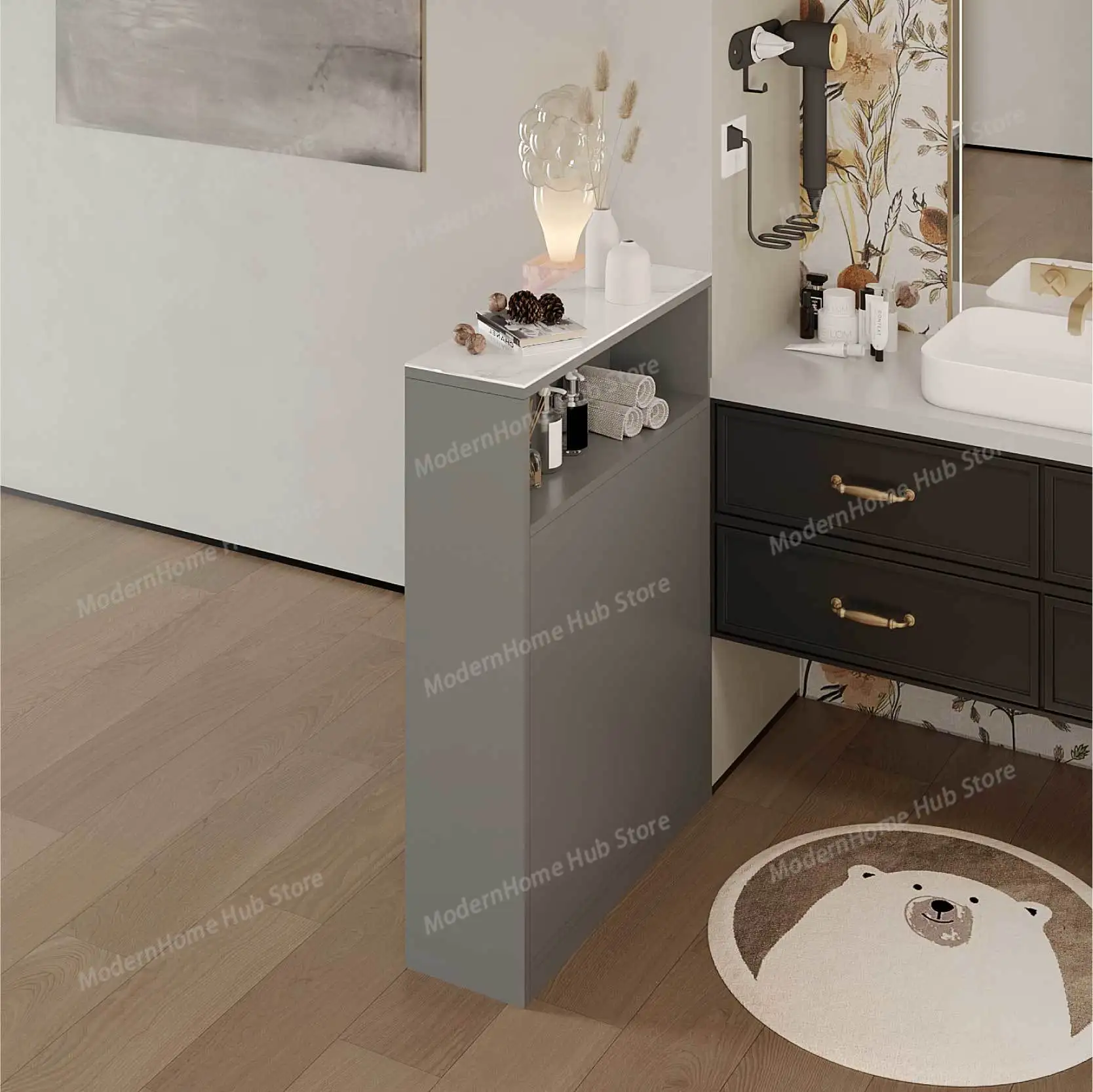 Waterproof honeycomb aluminum entrance side cabinet living room bathroom partition toilet dry area half wall cabinet partition