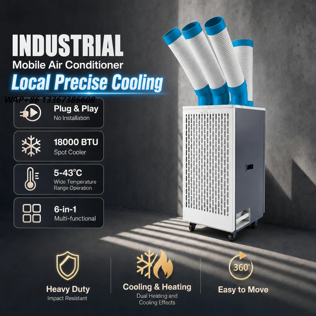 No Installation High Temp Resistant Fast Cooling Mobile Air Conditioner 18000 BTU Label Customizable for Southeast Asia OEM ODM