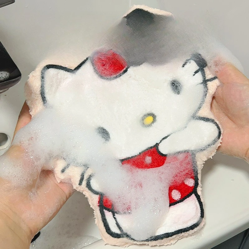MINISO名創優品 サンリオ正規認定 かわいい漫画の女の子のハート ケイティ猫柄 コーラルベルベットハンドタオル