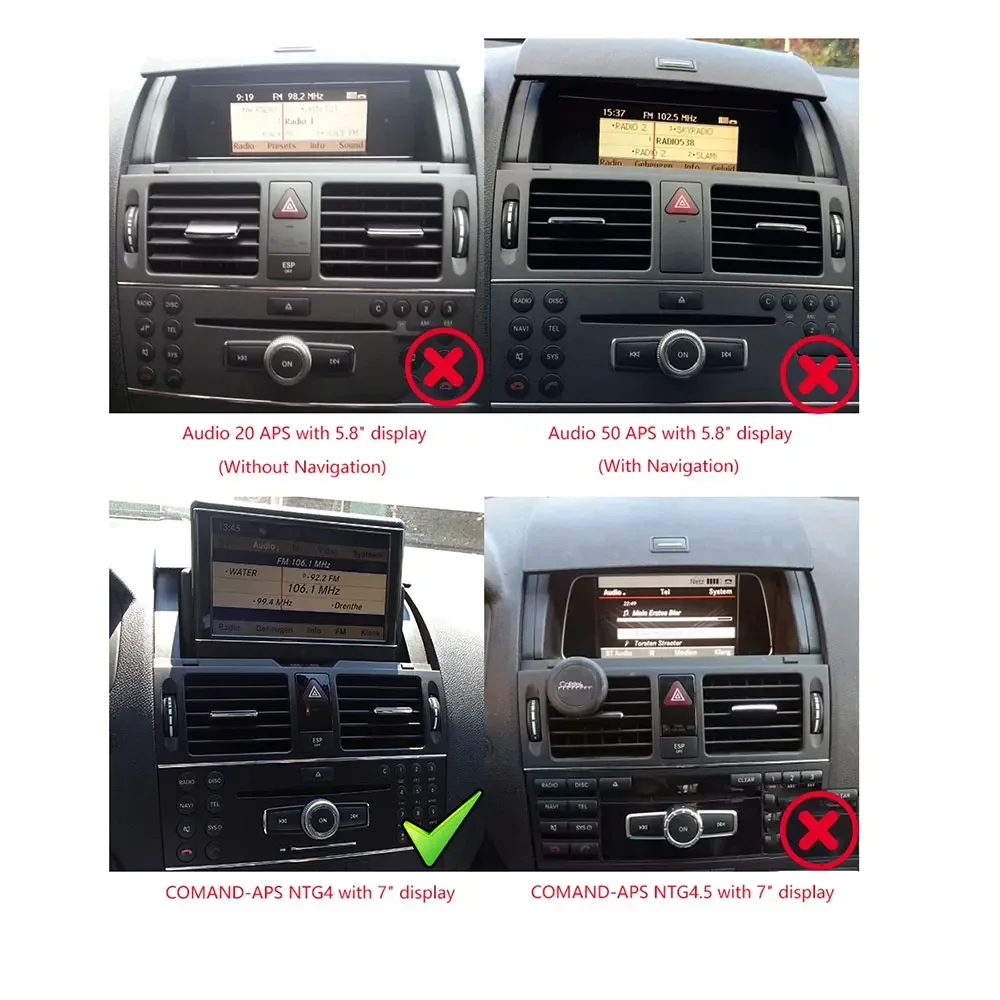 9inch Wireless CarPlay & Android Auto NTG 4.0 For Mercedes C-Class (W204) 2007–2014