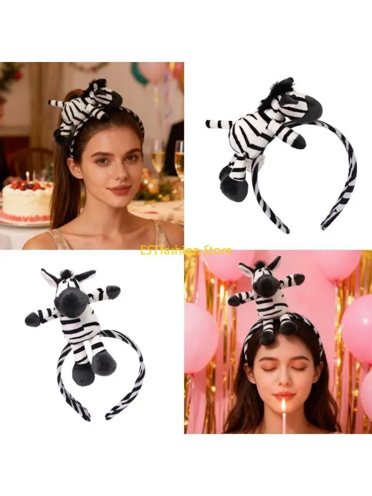 y5gc-ぬいぐるみシマウマヘアバンドコスプレアクセサリーヘアバンド幼児ロールプレイゲームドレスアップ特別なイベントカジュアルパーティーウェア