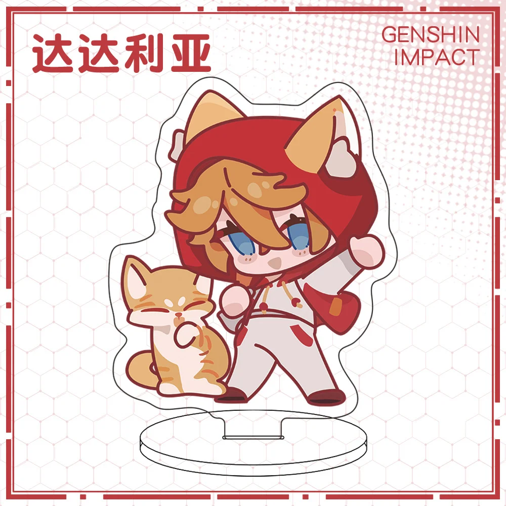 1Pc Anime Game Genshin Venti Neuvillette Xiao Mini Cute Standing Plates Desktop Decoration Acrylic Standing Plate Girl\'s Gifts