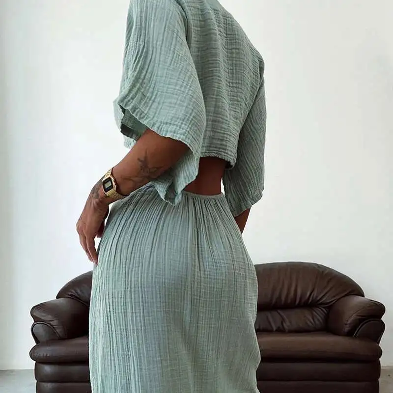 

Women Sexy V Neck Hollow Out Long Summer Backless Batwing Sleeve Slim Party Dress Spring Casual Solid Cotton Linen Dresses
