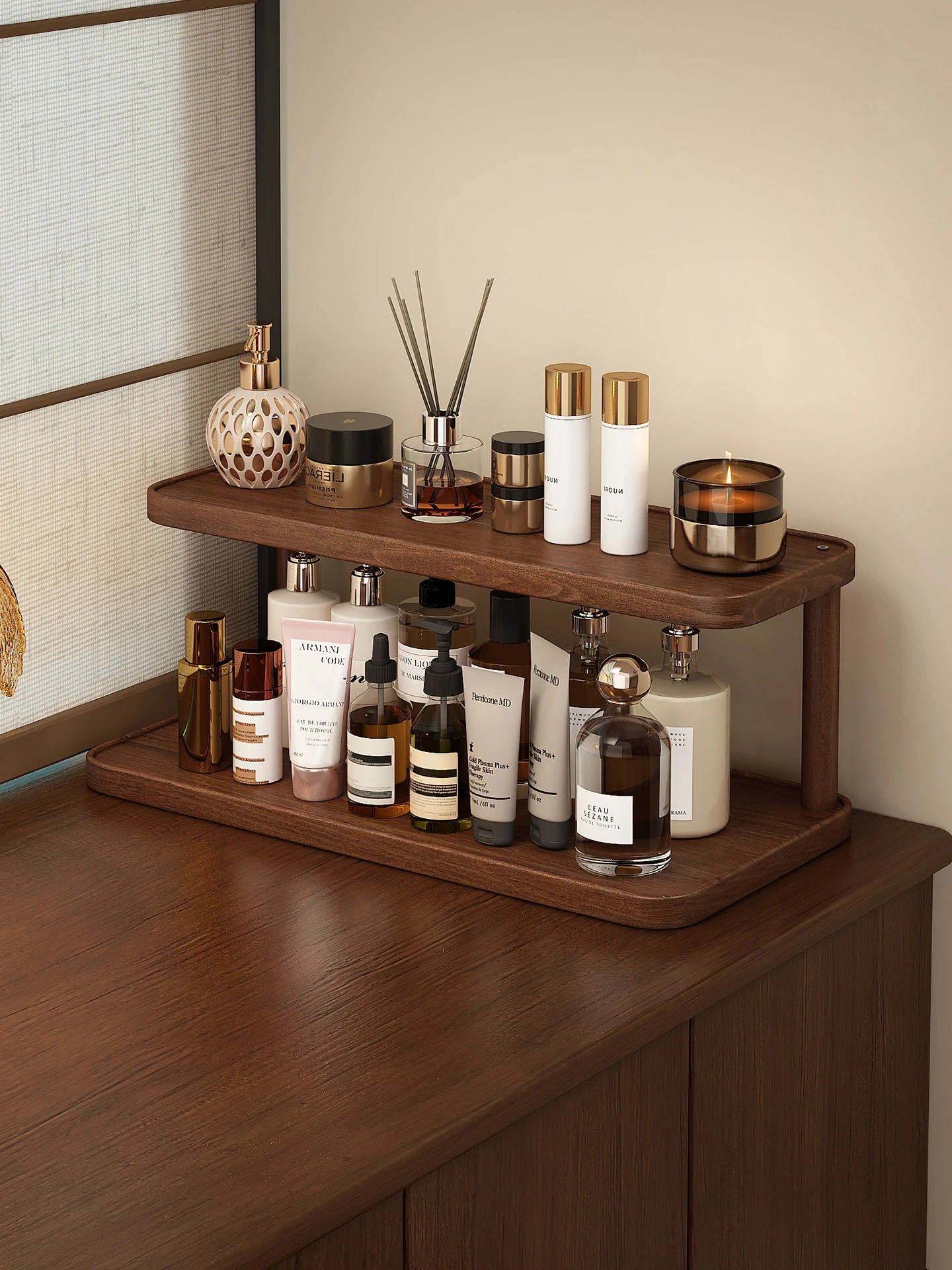 

Retro Multi-Layer Cosmetic Storage Box Desktop eup Organizer Perfume Lipsti Ra Square ape Home Storage Solution