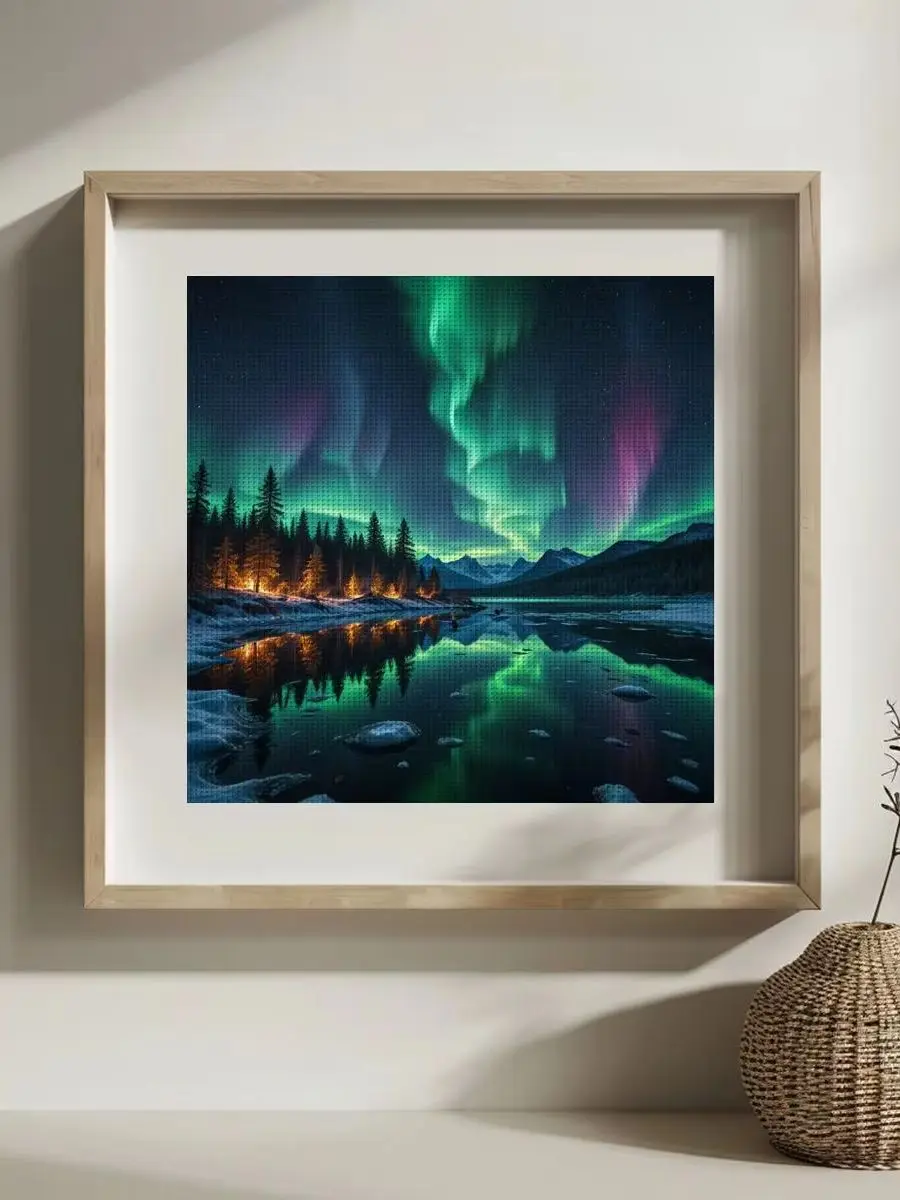 1 Stück 30x30 cm/11,8 Zoll Aurora Gestempeltes Kreuzstich-Set DIY-Kit 11/14/16CT DIY-Stickset Kreuzstich-Set Vollstickerei – Detail 1