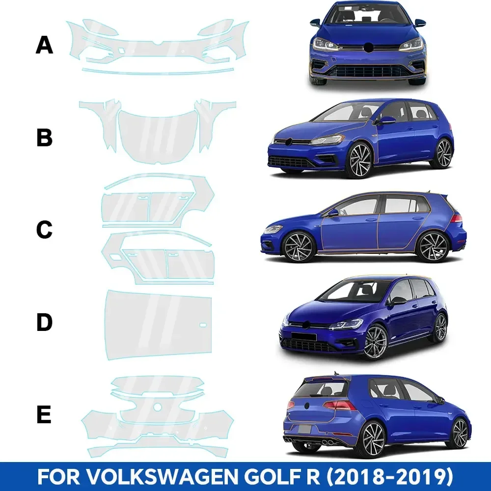 

For Volkswagen Golf R VW 2018 2019 8.5Mil PPF Car Body Bumper Anti-Scratch Transparent Sticker PPF Pre-cut Paint Protection Film