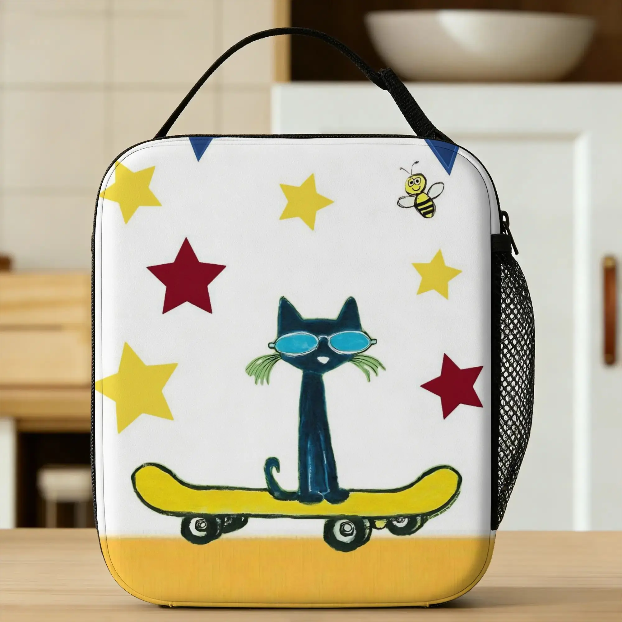 Pete The Cat Star Skateboard Insulated Lunch Bag Large  Reusable Thermal Bag Tote Lunch Box School  Travel Food Bag