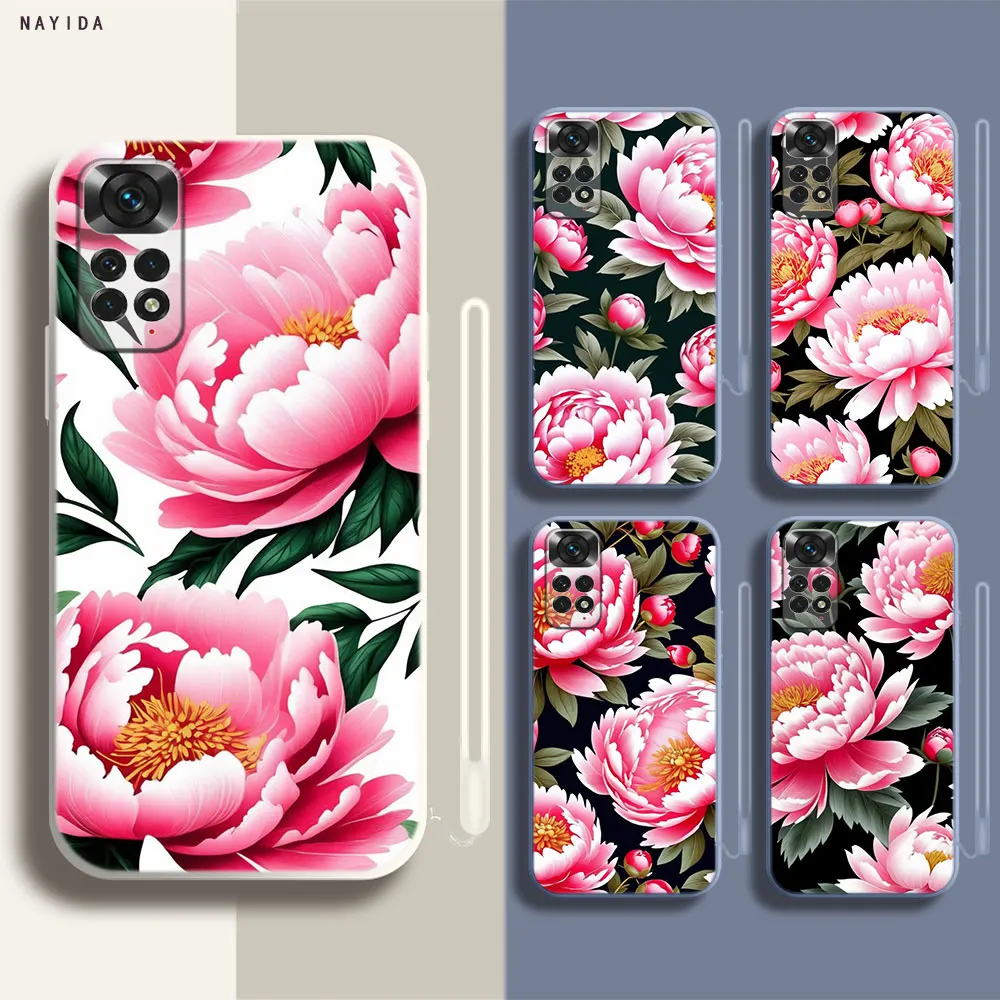 Phone Case For Xiaomi Redmi Note 12 11 12S Pro Plus 12c 11a 4G 5G Soft Silicone Original Cover beauty peony flowers