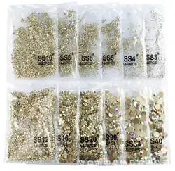 Dimensioni s2 ~ ss50 Crystal AB/clear Strass Non HotFix Gold Base FlatBack Strass cucito e tessuto indumento Strass Nail Art Stone