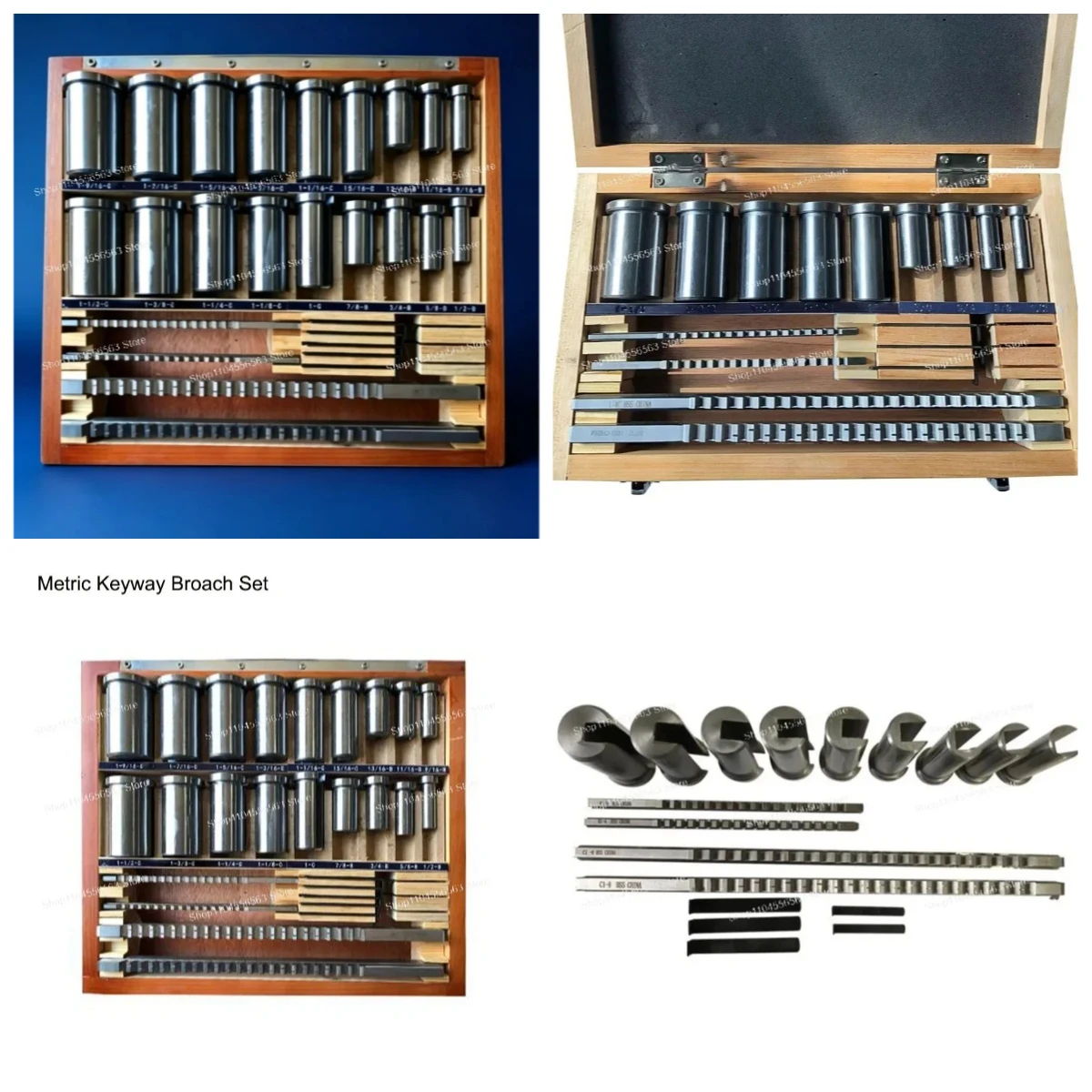 18pcs Metric Keyway Broach Set 4/5/6/8mm HSS Push Broach 12-28mm Bushing Wood Case