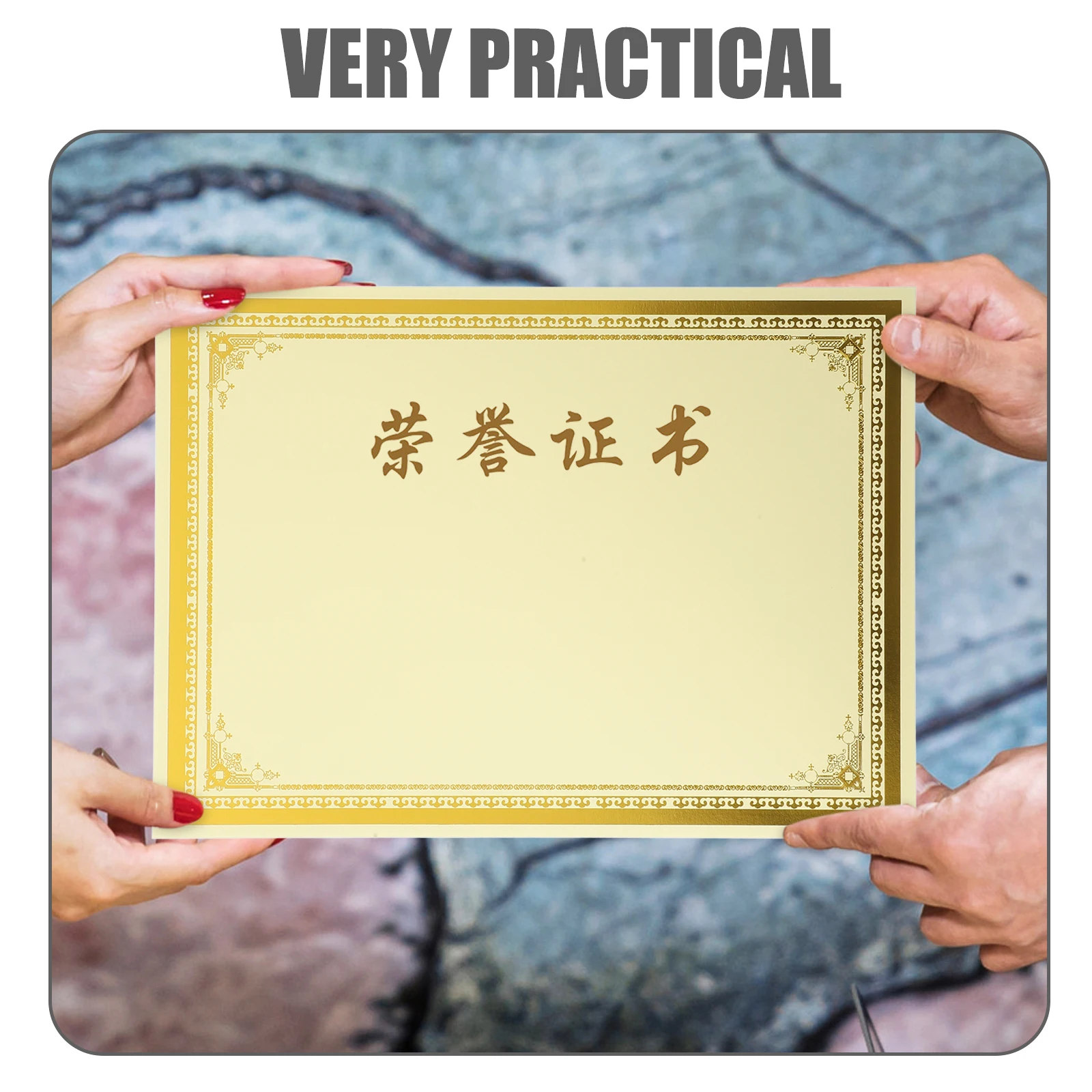 10 Sheets Hot Stamping Certificate Cover Paper Diploma Blank Printable Writable Longtime Use Home Office Decor