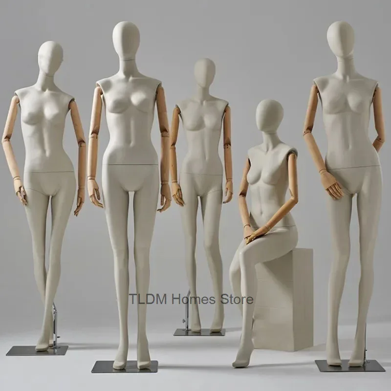 

Clothing Store Female Mannequin Fabric Cover Body Model High-end Window Display Stands with Clavicle Full Body Mannequins