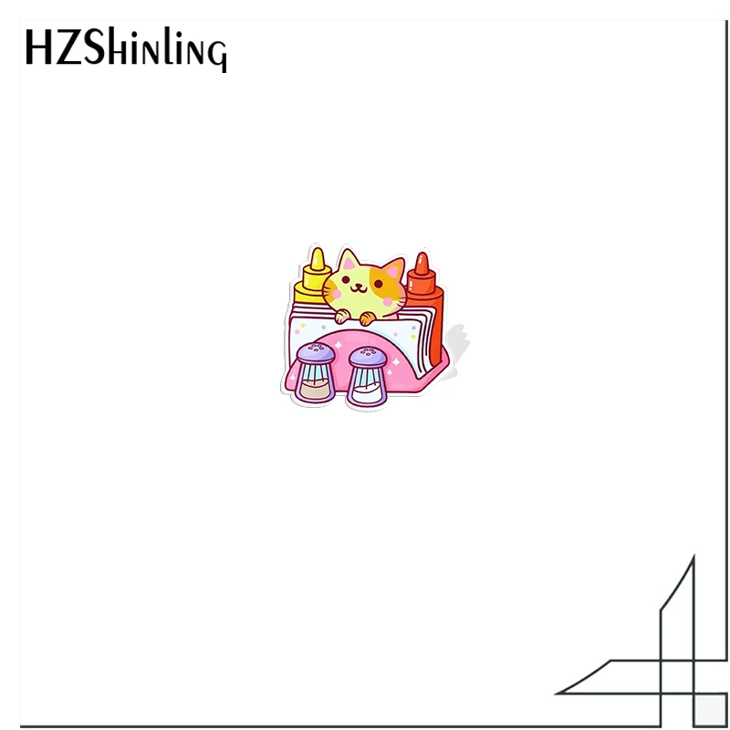 الغذاء الخبز برغر البطاطس المقلية الكرتون نمط أنيمي الاكريليك التلبيب دبابيس راتنج أكريليك الايبوكسي