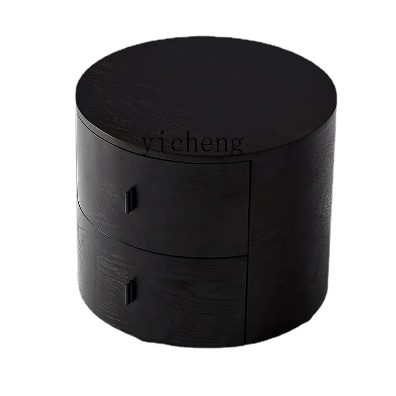 XL Bedside Table Modern Minimalist Stone Plate Solid Wood round Bedside Table