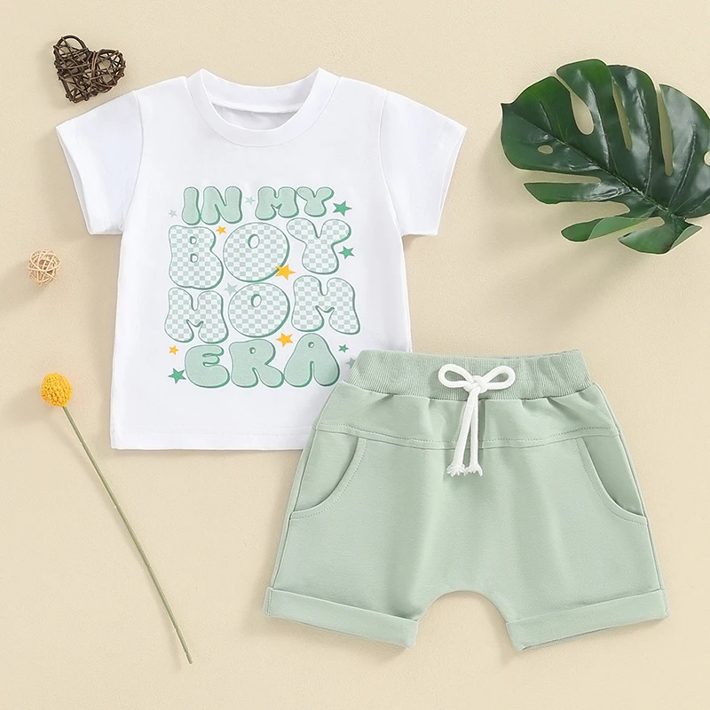 

Newborn Baby Girl Summer Outfit Clothes Letter Short Sleeve Tee Shirt Elasticated Waist Shorts Set Tracksuit