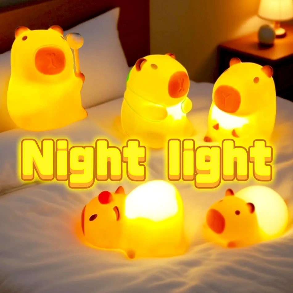 ضوء ليلي كارتوني كابيبارا متعدد المبيعات يقدم لك جوًا نومًا مريحًا، مصباح ليلي جيد لديكور غرفة الأطفال