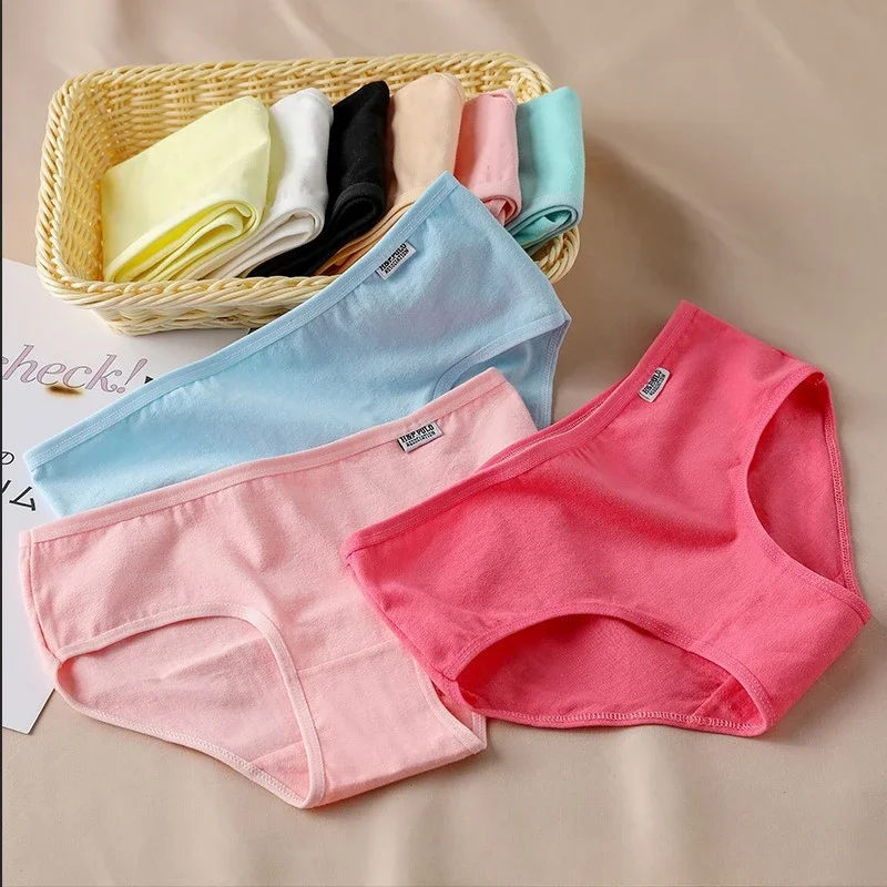 8Pcs Panties for Women Cotton Underwear Plus Size Sexy Briefs Girls Breathable Soft Lingerie Female Cute Solid Color Underpants