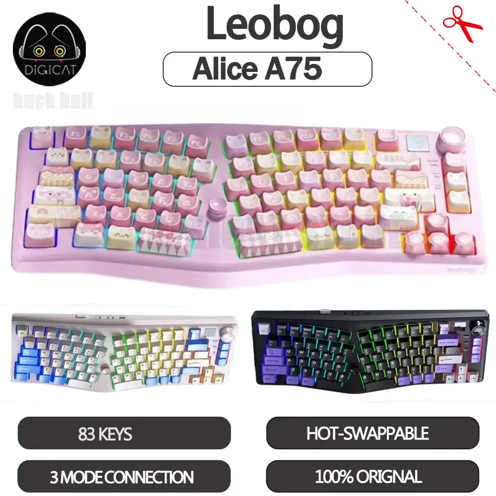 Leobog Alice A75 Mechanical Keyboard 3Mode 2.4G Wireless Bluetooth Keyboard Keycaps PBT Hot swap RGB Custom Gamer Keyboard Gifts