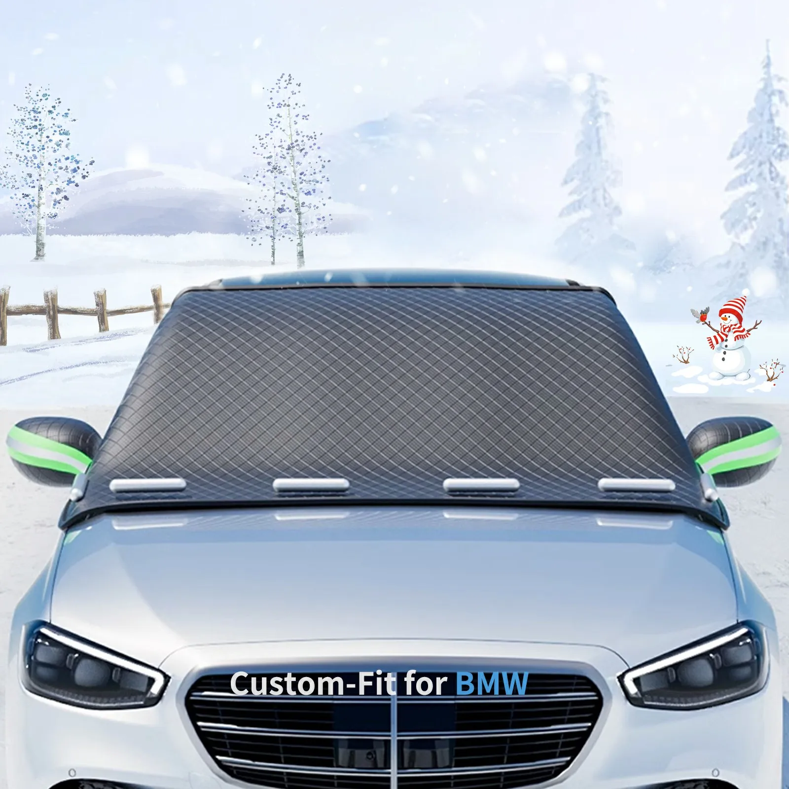 Custom fit for BMW Windshield Snow Covers, 8 Layers WAaterproof Windproof Protection, Snow, Sun, Frost Defense, Ice