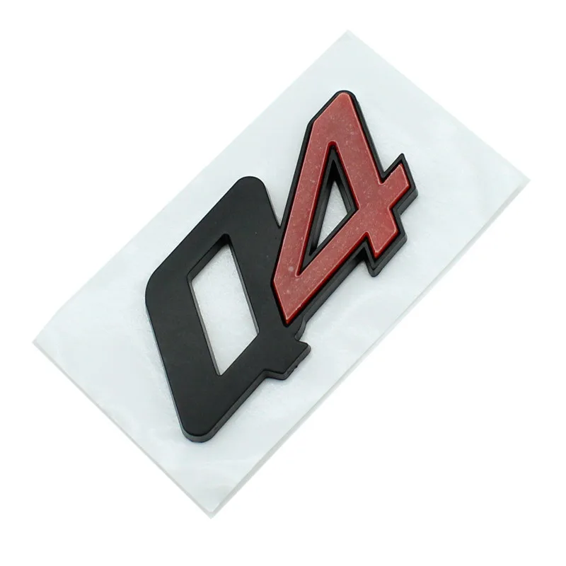 1 Pieces Q4 Chrome / Black Letter Emblem GTS V6 Accessories Badge Car Trunk Rear Lid Logo Sticker Decal