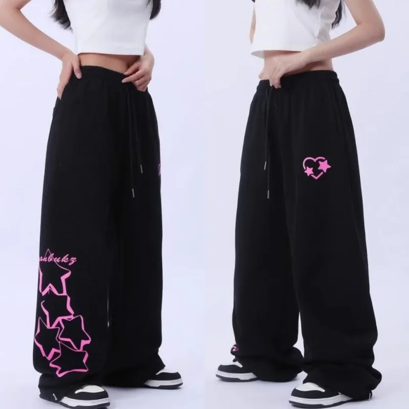 Stern Brief Drucken Alle-spiel Mode frauen Hosen Street Dance Hohe Taille Straße Trendy Hosen Herbst Winter Hosen für Frauen