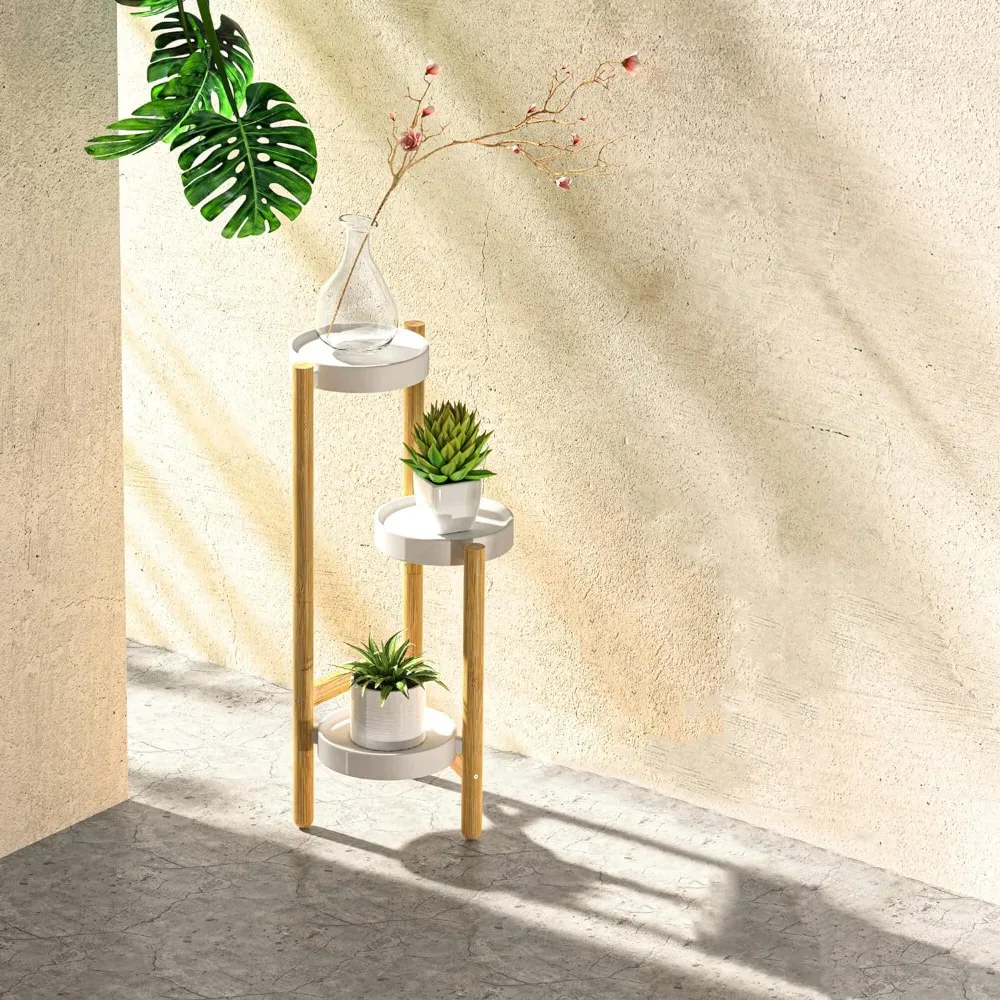 Wisuce Corner Plant Stand Indoor, 3 Tier Tall Bamboo Plant Stand Holder & Plant Shelf Display Rack for Indoor Home Decor