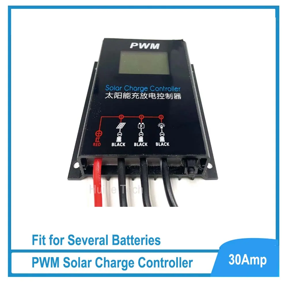 Waterproof 30A 12V 24V Solar Charge Controller PWM Controller fit 3 Kinds of Battery