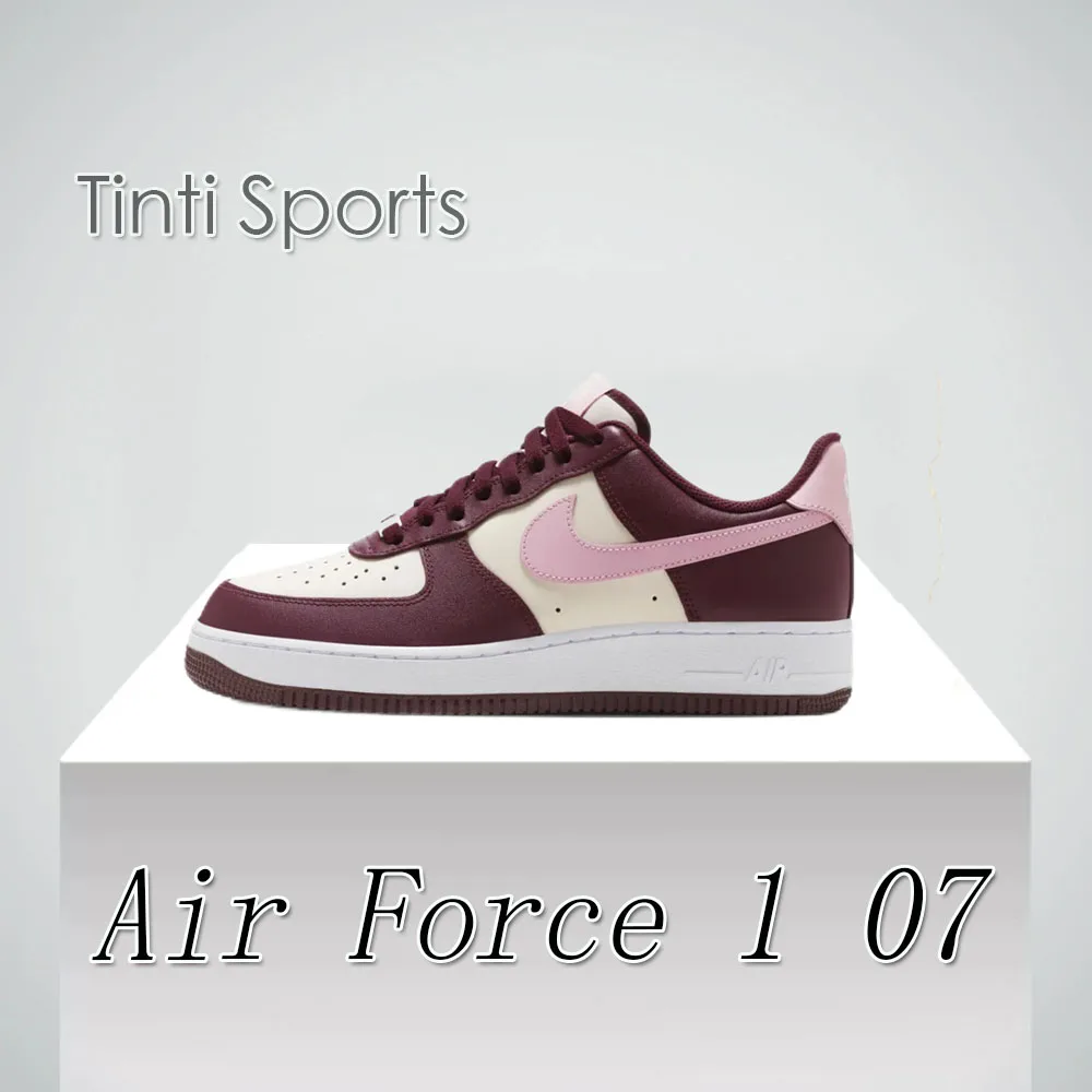 Nike Air Force 1 07 Men's and Women's board Shoes  Comfort Casual Shoes Cushioned and lightweight breathable sneakers Brown&Pink