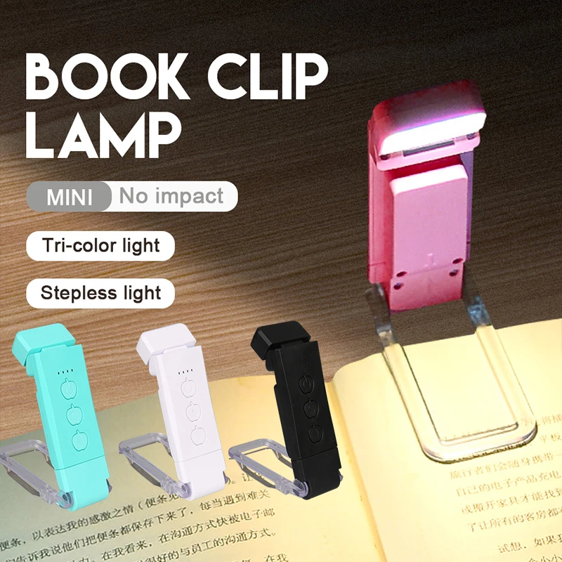 

Mini Light Reading Clip Book Light With Timer Rechargeable Clip-on Bookmark Book Light Led Read Light Portable Bedside Desk Lamp