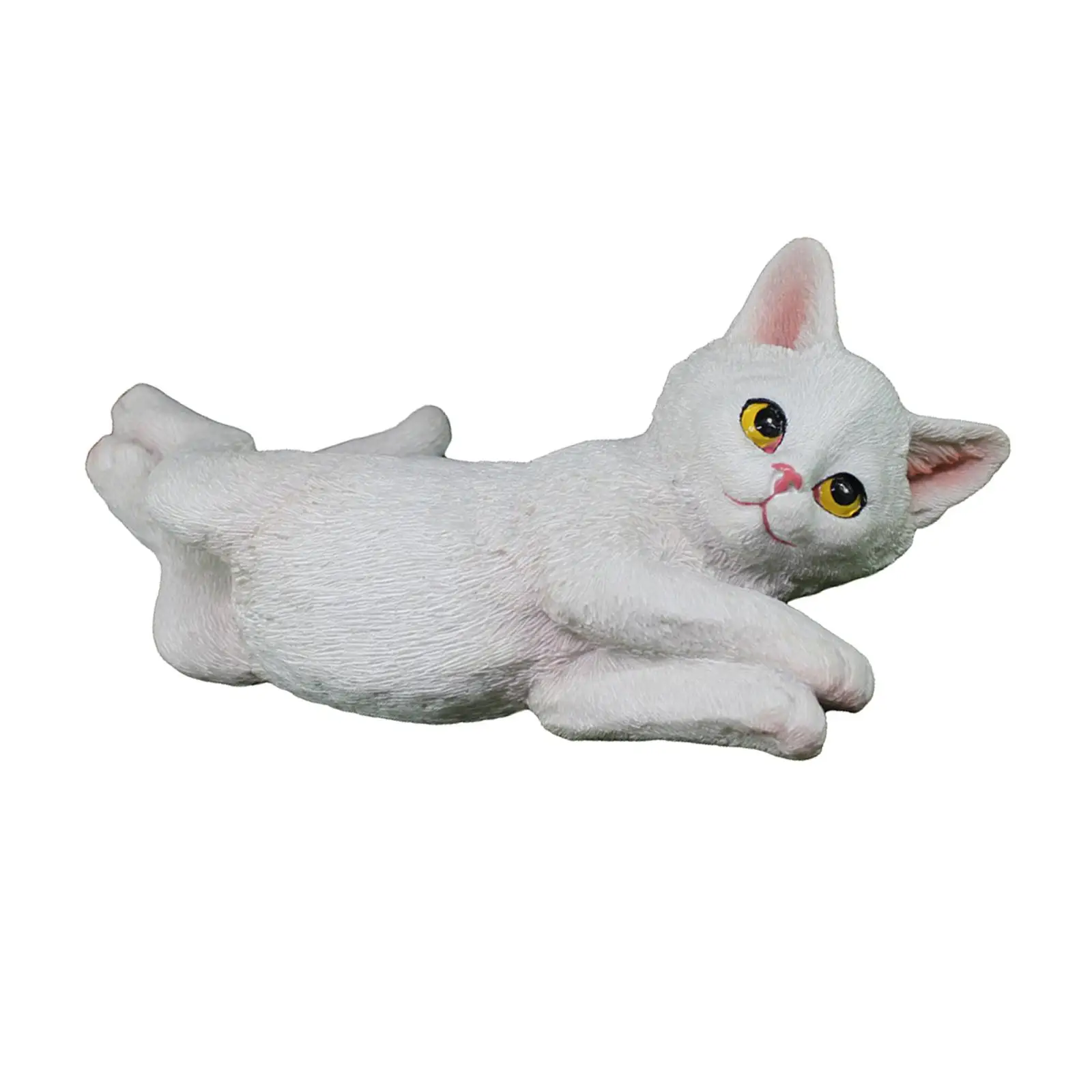 Resin Cat Figurine Lying Down Modern Sculpture for Living Room Tabletop Holiday Gift Idea