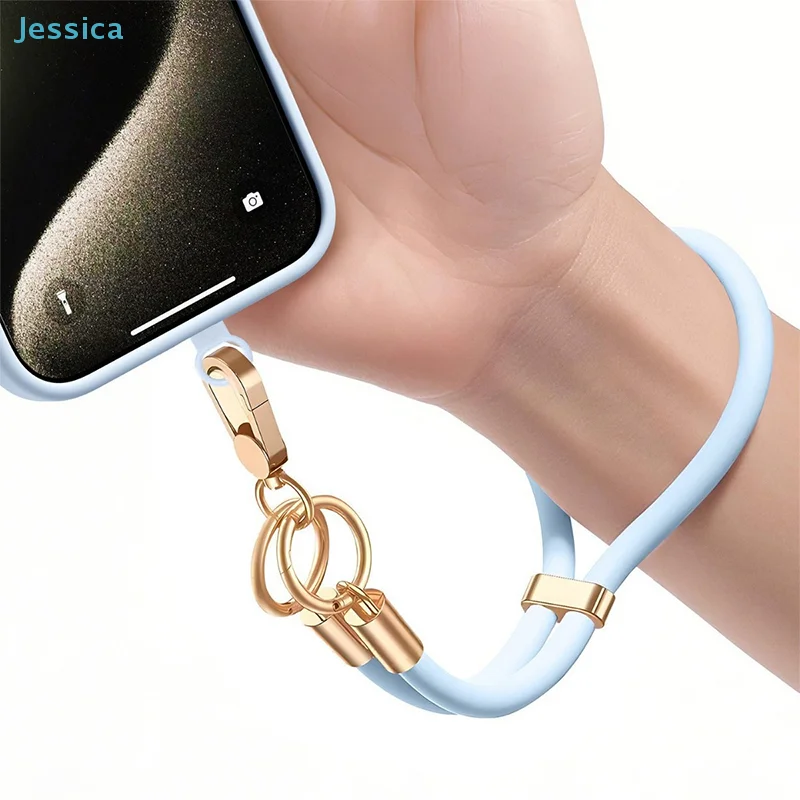 

♥ Силиконовый ремешок для телефона — регулируемый браслет-шнурок с защитой от потери, съемный золотой ремешок на шею для мобильного телефона