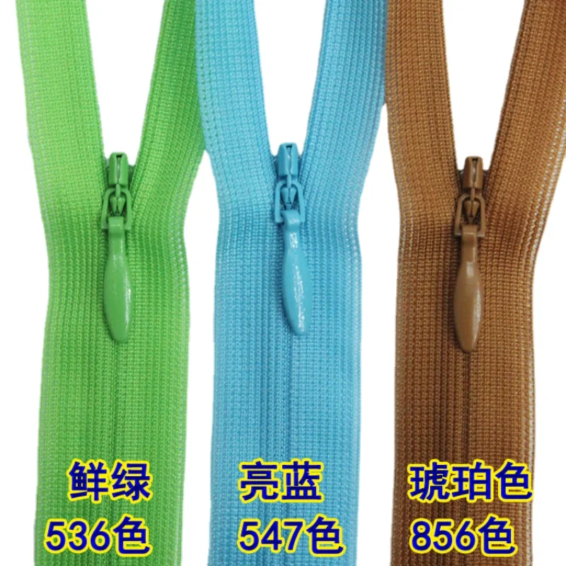 

50pcs/Lot 2CC 25cm 60cm YKK Lace Invisible Nylon Coil Zipper Green Blue Amber Shirt Wedding Dress Clothing Sewing Accessory