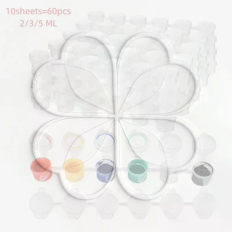 Mini Empty Paint Container Strips 10Pcs Set 2ml 3ml 5ml Dustproof Lids Portable for School Art Class Student Painting Use