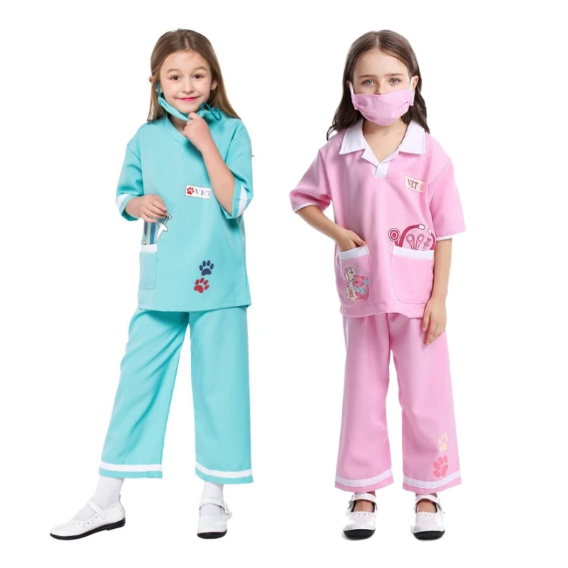 

Unisex Kids Doctor Performance Uniform Carnival Veterinary Career Experience Game Costumes For Girls Boys Doctor Cosplay Clothes