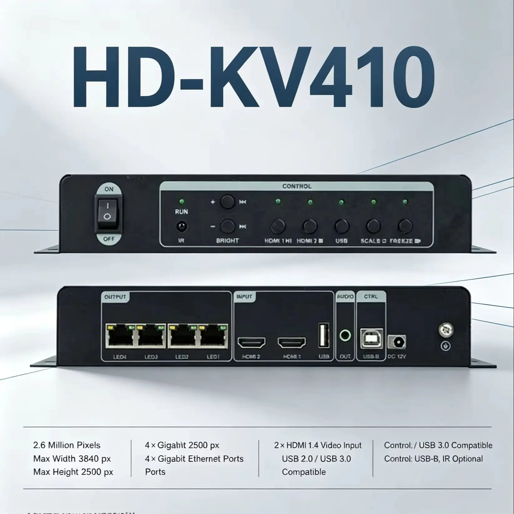LED Display Full Color Video Processor HD-KV410 3-in-1 Synchronous Controller Maximum Support 1920x1080 Resolution