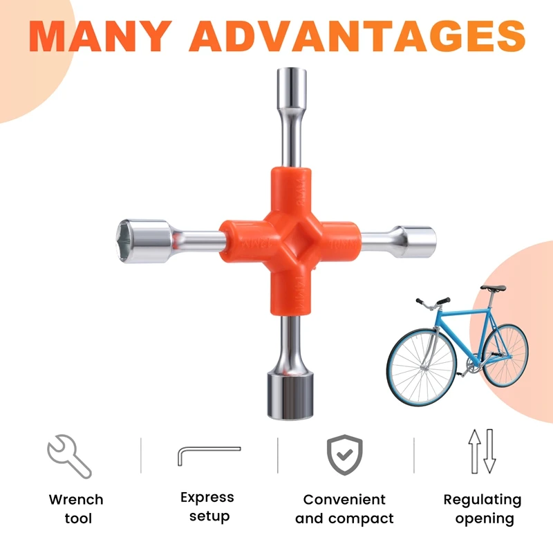 AT02-Multi-Function Spanner Multi-Head Outer Hexagon Tool Bike Repair Tools Portable Three Hexagonal Internal Wrench