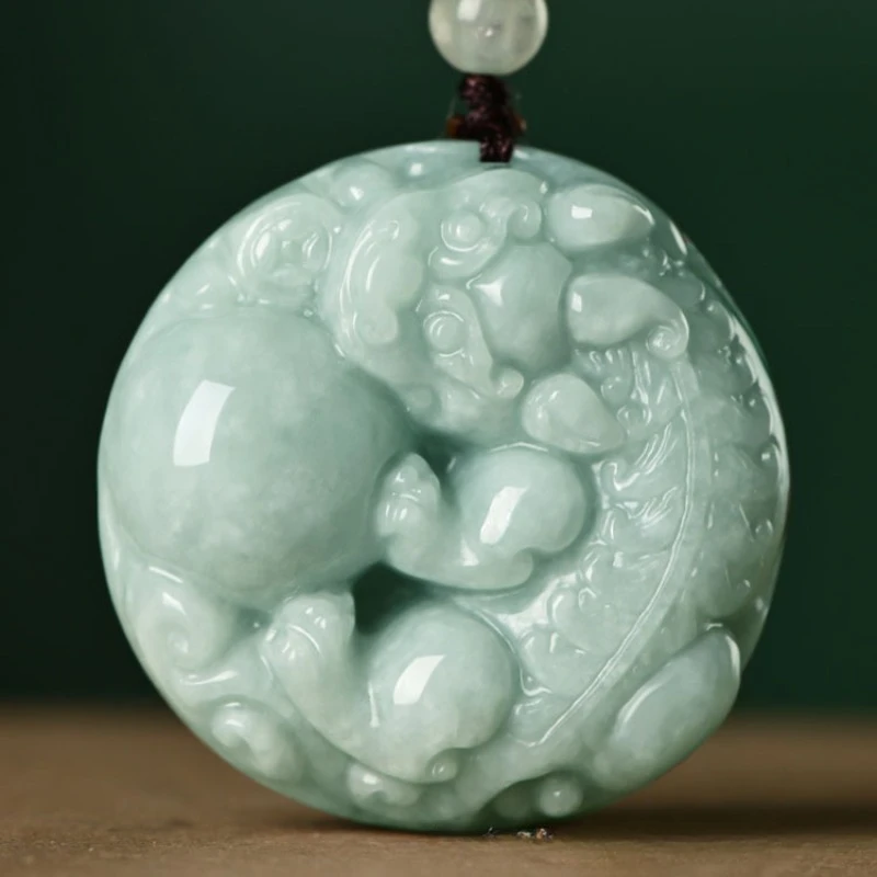 Natural A Cargo Jade Ball Pendant for Men and Women, Exquisite Jade Pendant As Required.