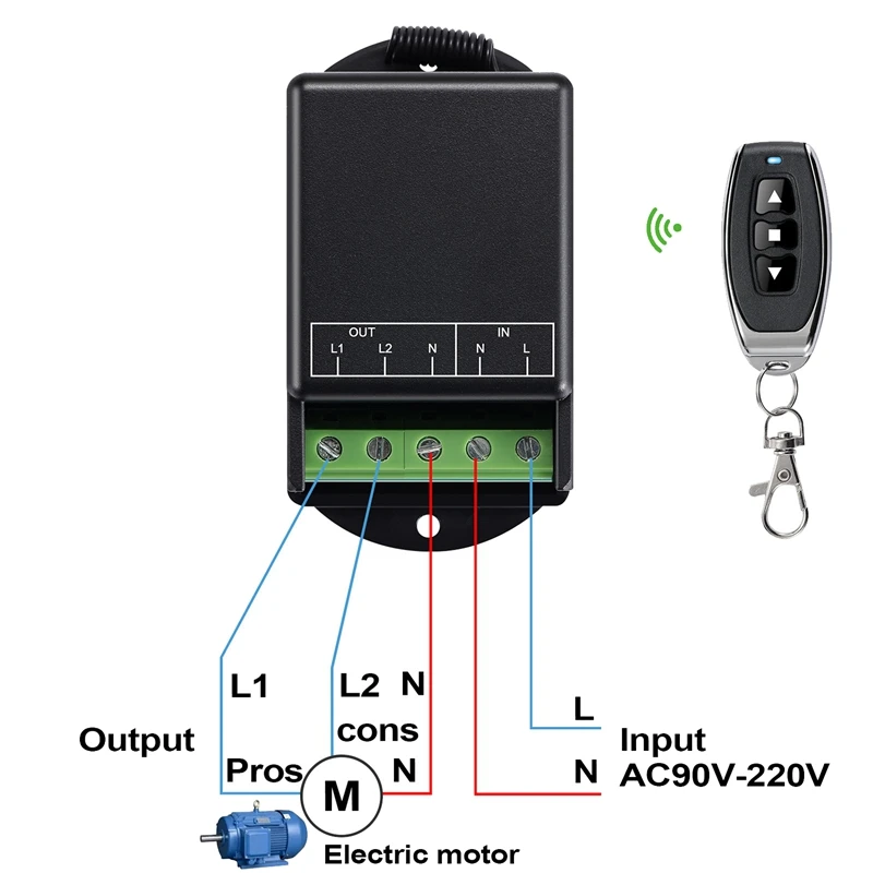1 ชุด 433MHZ รีโมทคอนโทรล 2CH รีเลย์ RF รีโมทคอนโทรล AC 90 V-220 V 10A สําหรับปั๊มระบบรักษาความปลอดภัย
