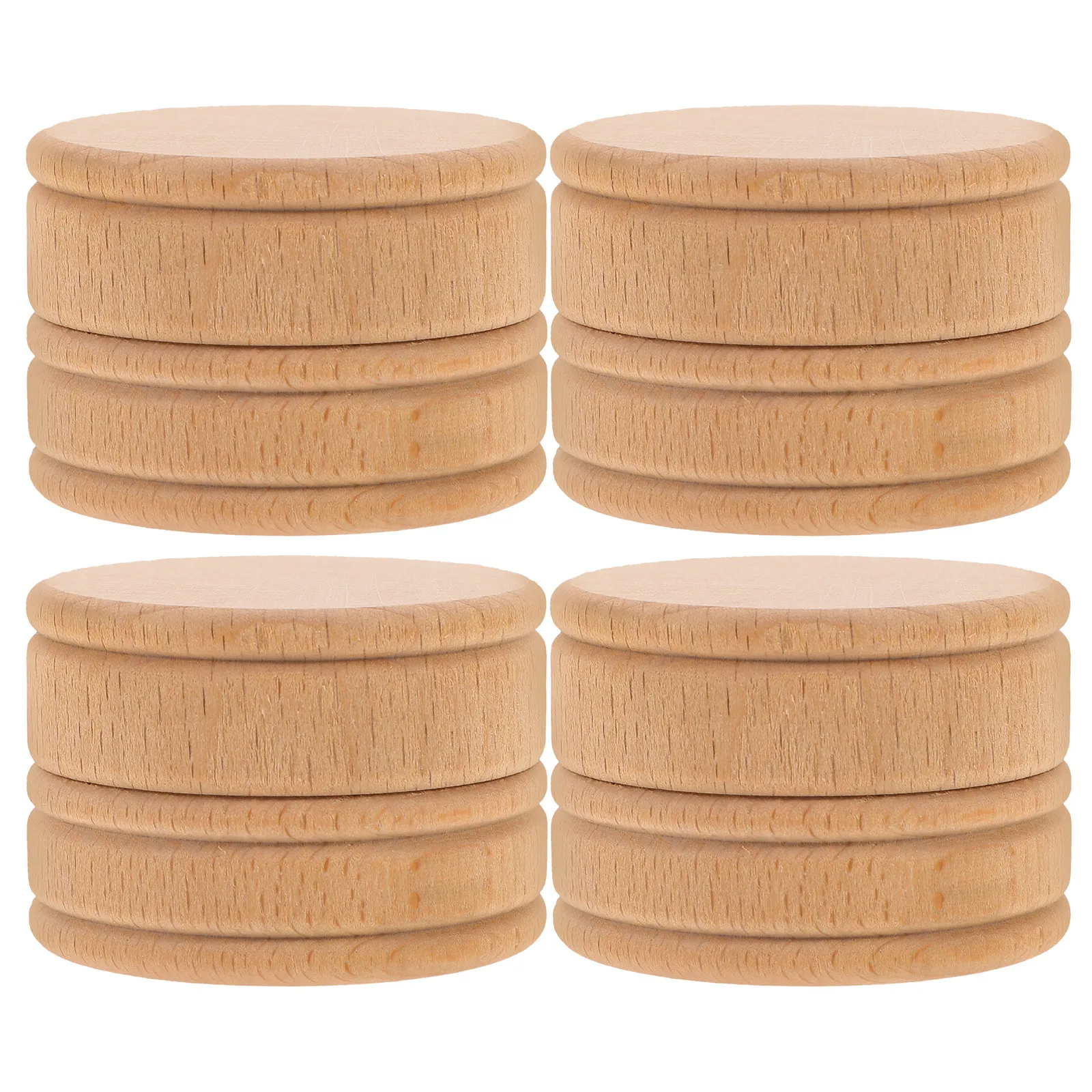 4Pcs Round Wooden Jewelry Box Small Unpainted Minimalist Craft Container Portable Storage Box for Rings Earrings