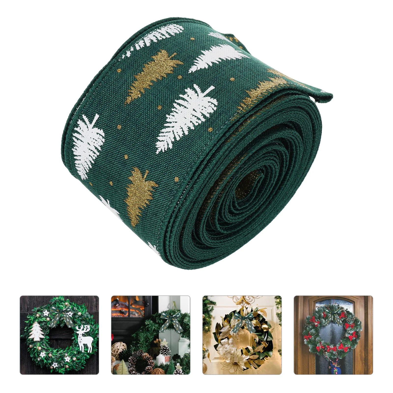 

1 Roll Christmas Tree Ribbon Red and Design for DIY Bows Wrapping Crafts Festive Decorations Xmas Party Box