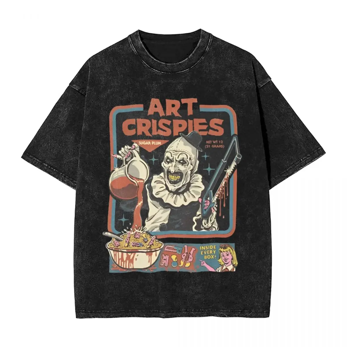

Oversized Washed T-Shirt Art Crispies Terrifier Clown Cotton T-Shirts Horror Movie Fashion Tshirt for Men Summer Casual Tops