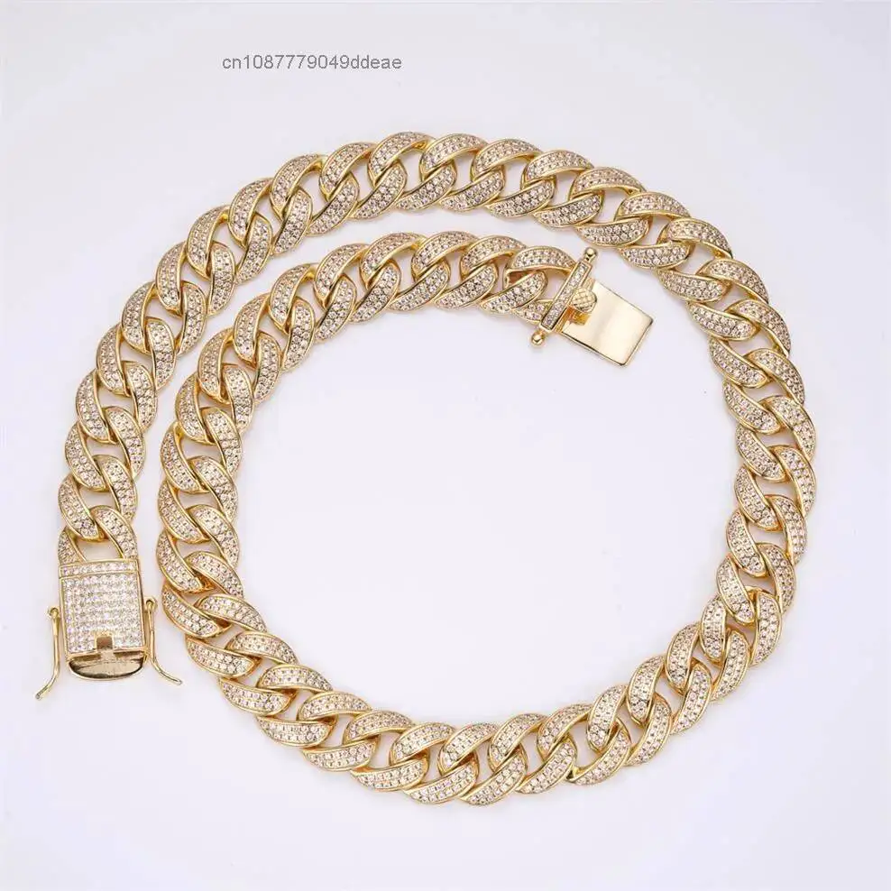 

Хип-хоп, чистое серебро 925 пробы, золото 18 карат, итальянское желтое золото 12 мм, муассанит, кубинские цепочки «Бесконечность», кубинские звенья