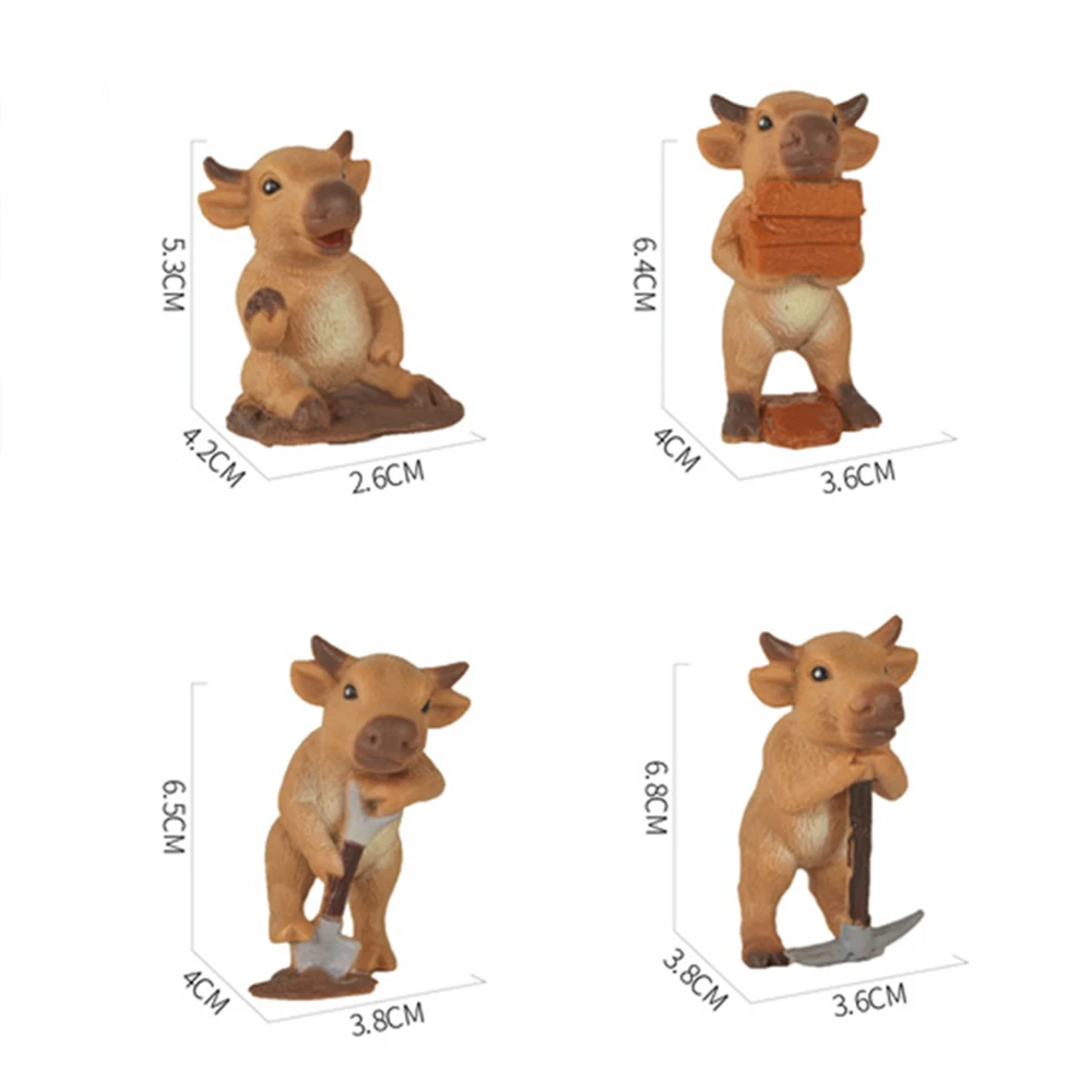 어린이를 위한 플라스틱 시뮬레이션 소 피규어 장난감 선물 생일 홈 장식
