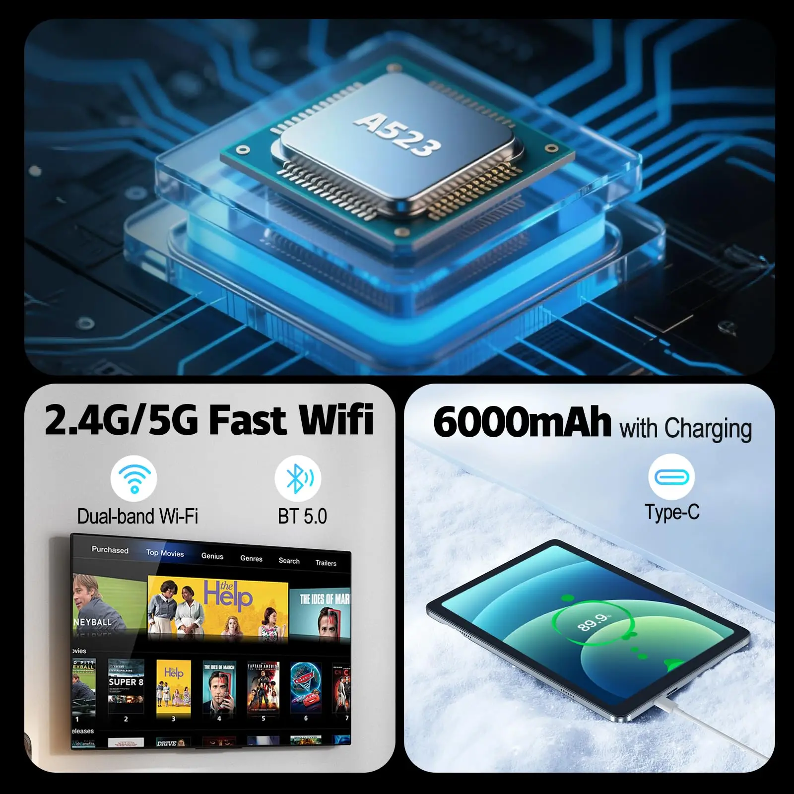 تابلت أندرويد دراسة معدنية / أقراص مكتبية خفيفة الوزن 1280 × 800 IPS HD + شاشة حماية العين معالج ثماني النواة 6000 مللي أمبير في الساعة