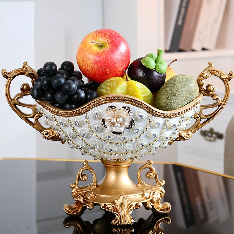 Fruit tray, European style living room, coffee table, household diamond inlaid fruit tray, American minimalist home decoration,